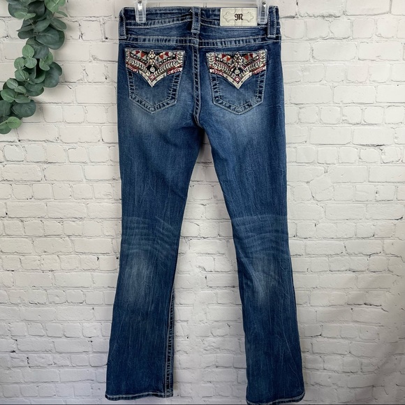 MISS ME Boot Jeans Style M3039B Aztec Embellished Size 26 - Picture 1 of 7